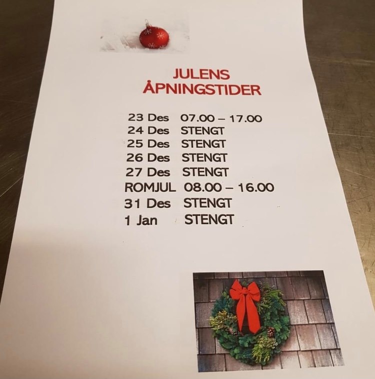 Åpningstider bakeriet i nevlunghavn