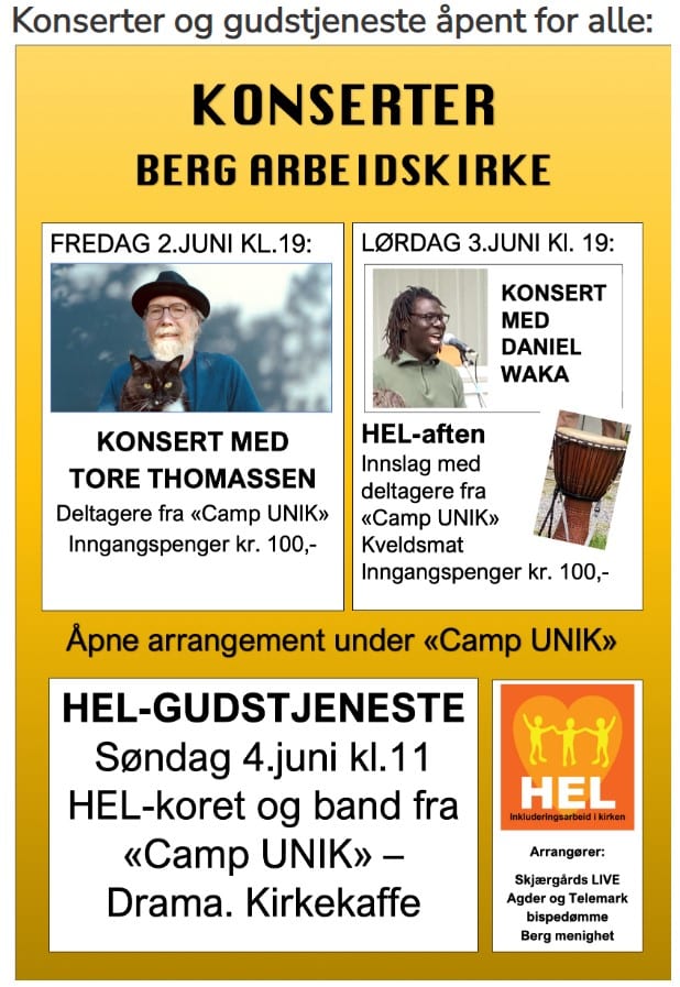 Program for konsertene til Camp Unik 